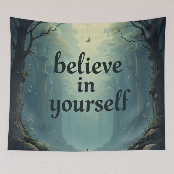 Item preview, Image with a beautiful and poetic background that says 'believe in yourself' designed and sold by Horse Designs .