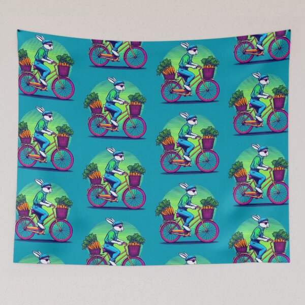 Item preview, "Retro Bunny Ride – Funky Cycling Adventure" designed and sold by Dogandesighn.