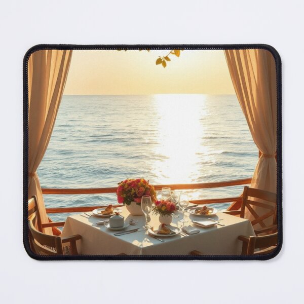 Item preview, Golden Hour Oceanfront Dining at Sunset | Romantic Seaside Terrace designed and sold by Jade Ado.