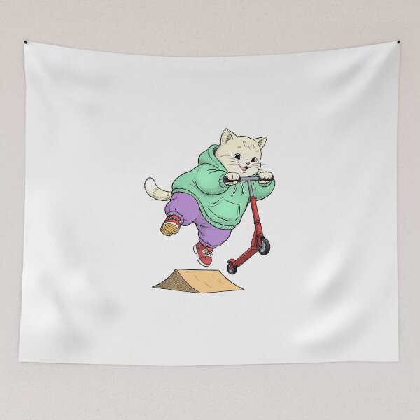 Item preview, A kitten on a kick scooter designed and sold by krabbaraban.