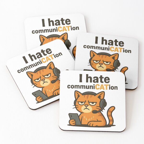 Item preview, I hate communiCATion – Funny Grumpy Cat for Introverts and Office Workers designed and sold by SVALANART.