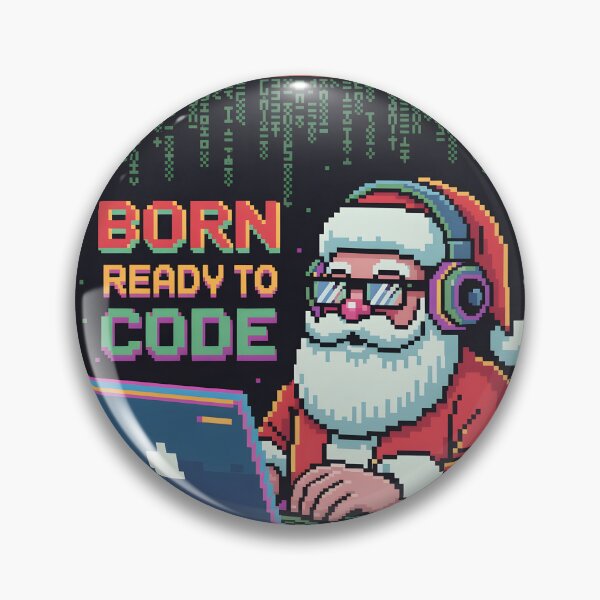 Item preview, Born Ready to Code – Christmas Pixel Santa Programmer Design designed and sold by DreamVibeShirt.