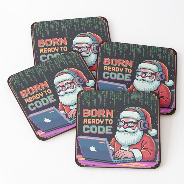 Item preview, Born Ready to Code – Christmas Pixel Santa Programmer Design designed and sold by DreamVibeShirt.