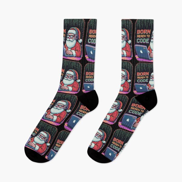 Item preview, Born Ready to Code – Christmas Pixel Santa Programmer Design designed and sold by DreamVibeShirt.