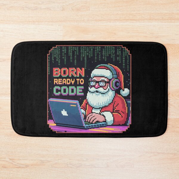 Item preview, Born Ready to Code – Christmas Pixel Santa Programmer Design designed and sold by DreamVibeShirt.