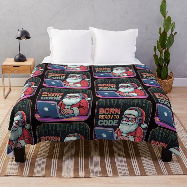 Item preview, Born Ready to Code – Christmas Pixel Santa Programmer Design designed and sold by DreamVibeShirt.
