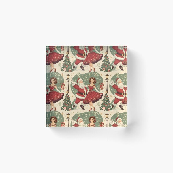 Item preview, Swing Dance Christmas Pattern | Santa & 1950s Lady Retro Holiday Design designed and sold by ralucasilvia87.
