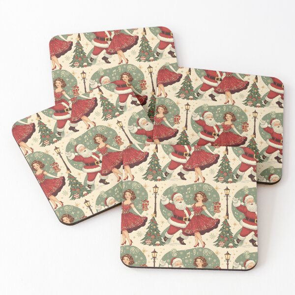 Item preview, Swing Dance Christmas Pattern | Santa & 1950s Lady Retro Holiday Design designed and sold by ralucasilvia87.