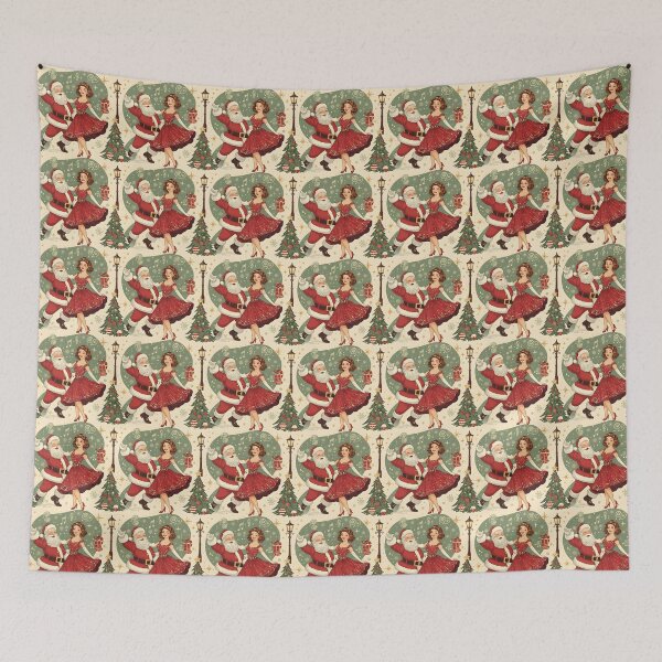 Item preview, Swing Dance Christmas Pattern | Santa & 1950s Lady Retro Holiday Design designed and sold by ralucasilvia87.