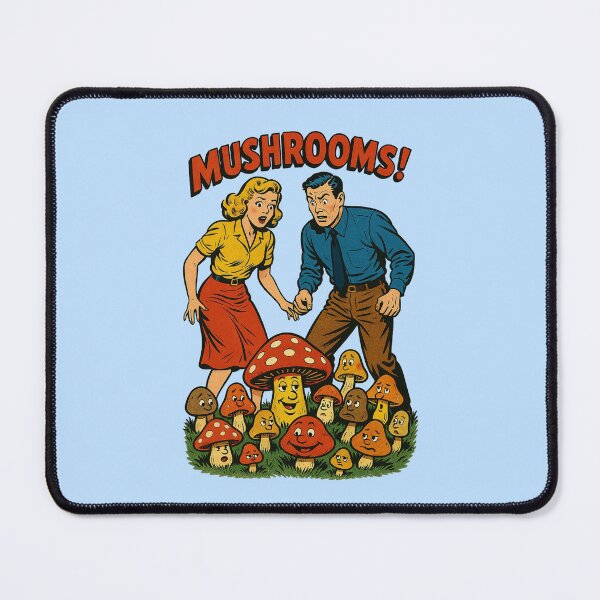 Item preview, Happy Retro Mushrooms – Funny Vintage Couple Comic Design designed and sold by The Devil's Bargain.