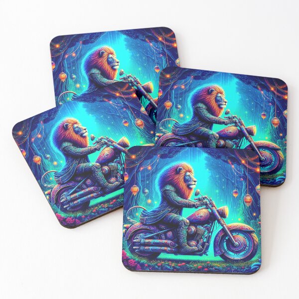 Item preview, "Mystic Mane Rider: Lion Warrior in a Neon Forest" designed and sold by Dogandesighn.