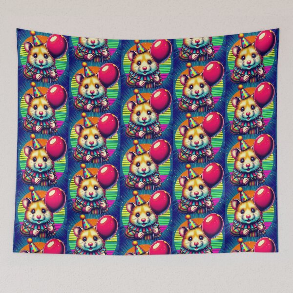 Item preview, "Clown Hamster Party Vibes – Whimsical Rainbow Fun" designed and sold by Dogandesighn.