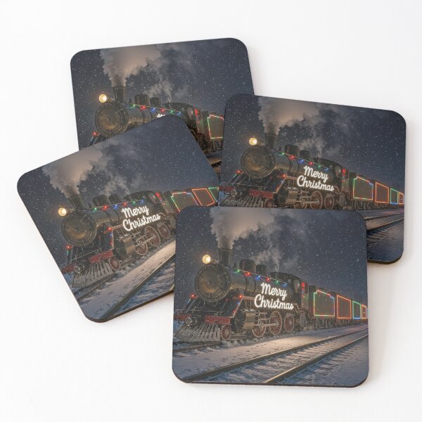 Item preview, Merry Christmas Train In Snow and Colorful Lights designed and sold by Maria Dryfhout.