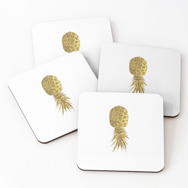 Item preview, Golden Pineapple – Tropical Fruit Design with Upside Down Pineapple Illustration designed and sold by pineappledizajn.