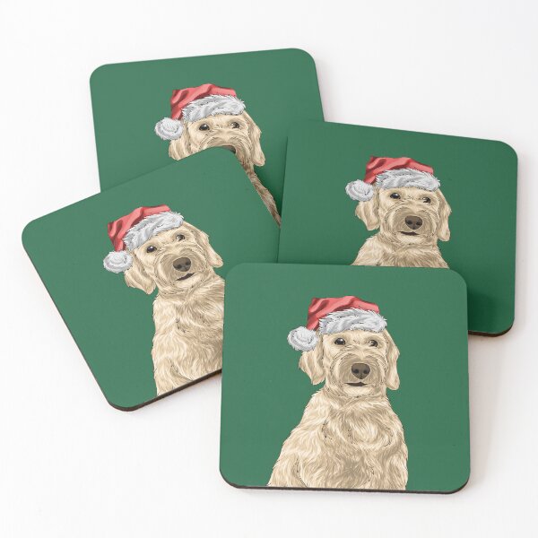 Item preview, Santa Golden Doodle Christmas Dog Puppy Watercolor designed and sold by Magnolia Valley Art.