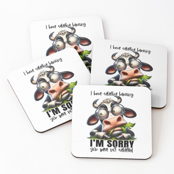 Item preview, Funny Cow Quote – “I Have Selective Hearing, You Were Not Selected” | Grumpy Cow Cartoon designed and sold by FunnyTeeByMe.