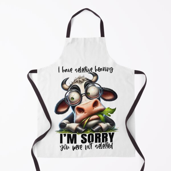 Item preview, Funny Cow Quote – “I Have Selective Hearing, You Were Not Selected” | Grumpy Cow Cartoon designed and sold by FunnyTeeByMe.