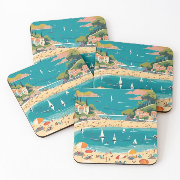 Item preview, Vintage French Riviera Poster | Retro Beach Travel Art designed and sold by Esterlane.
