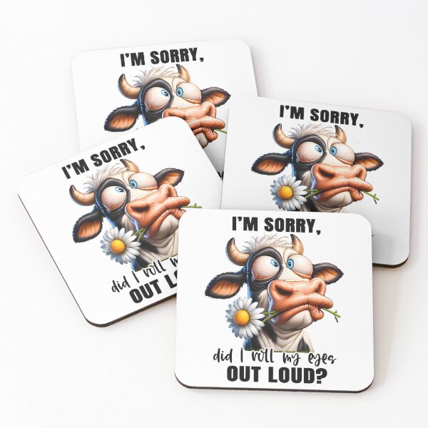 Item preview, Funny Cow Quote – “Did I Roll My Eyes Out Loud?” | Silly Cartoon Cow with Daisy designed and sold by FunnyTeeByMe.