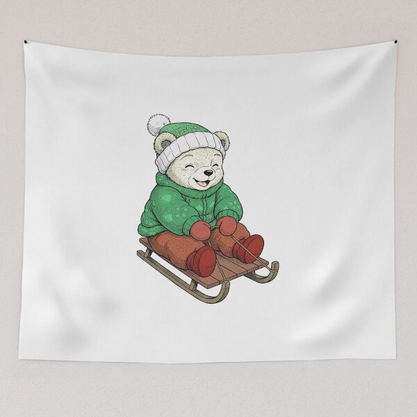 Item preview, Teddy bear on a sled designed and sold by krabbaraban.