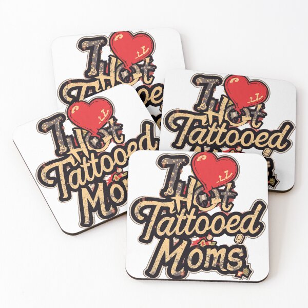 Item preview, I Love Hot Tattooed Moms T-Shirt | Vintage Tattoo Heart Badge | Bold Retro Typography Tee designed and sold by GAIDREDA.