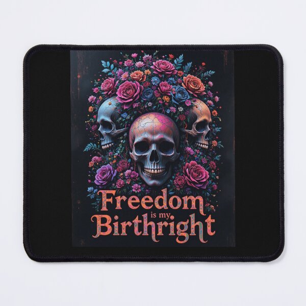Item preview, Freedom Is My Birthright Skull & Roses Gothic Art Design designed and sold by TheCleverSkull.