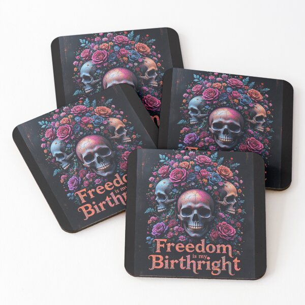 Item preview, Freedom Is My Birthright Skull & Roses Gothic Art Design designed and sold by TheCleverSkull.