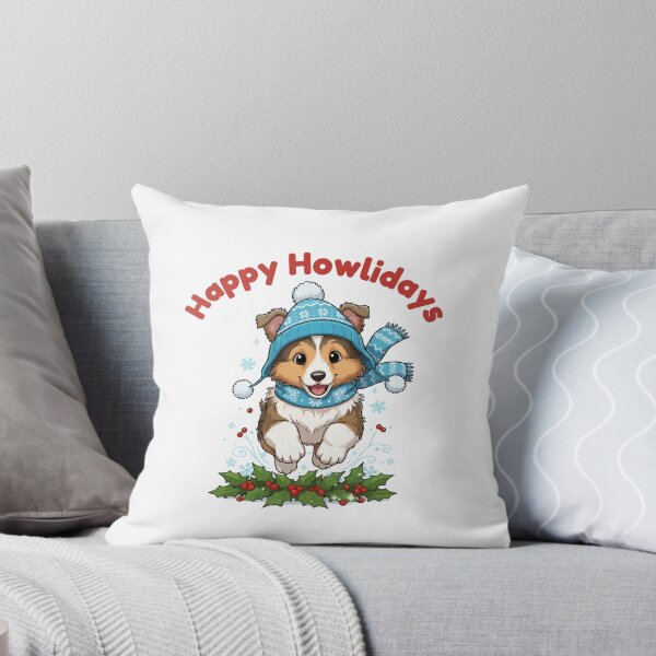 Item preview, Happy Howlidays Scotch Collie – Cute Christmas Dog in Winter Scarf designed and sold by The Real Life Symphony.