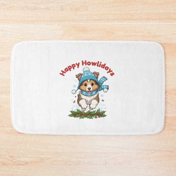 Item preview, Happy Howlidays Scotch Collie – Cute Christmas Dog in Winter Scarf designed and sold by The Real Life Symphony.