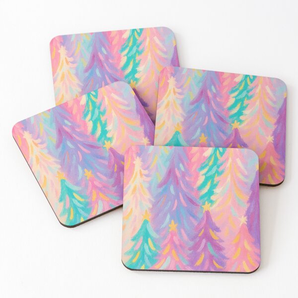 Item preview, Bright and Whimsical Christmas Trees | Pink Christmas Art designed and sold by SpencerReedDes.