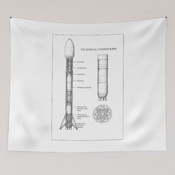 Item preview, Minimalist Space Rocket Blueprint designed and sold by Undergrain.