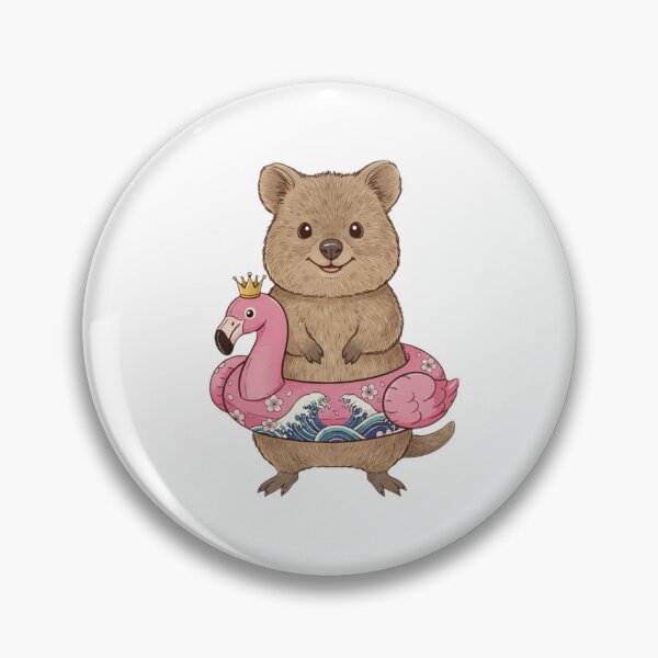 Item preview, Quokka flamingo floatie cute kawaii summer swimming pink designed and sold by CheeseBlueprint.