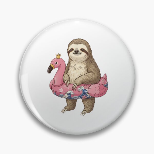 Item preview, Sloth flamingo floatie cute kawaii summer swimming pink designed and sold by CheeseBlueprint.
