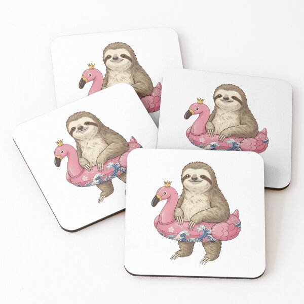 Item preview, Sloth flamingo floatie cute kawaii summer swimming pink designed and sold by CheeseBlueprint.