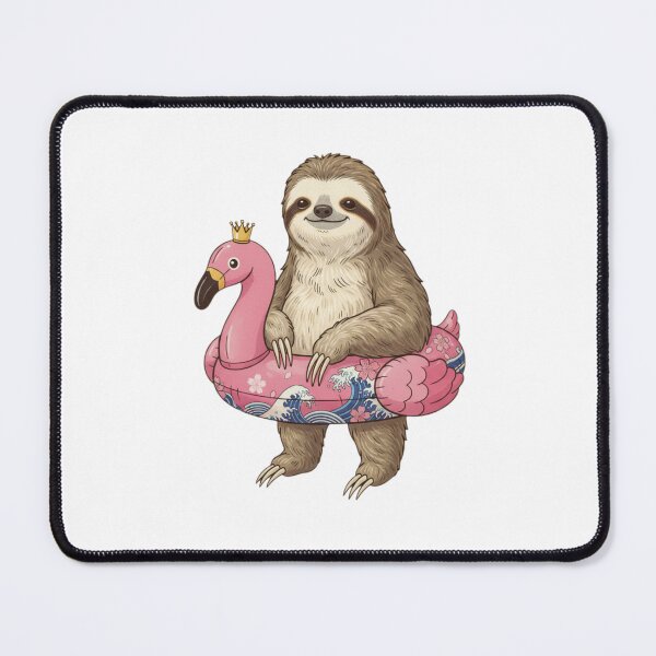 Item preview, Sloth flamingo floatie cute kawaii summer swimming pink designed and sold by CheeseBlueprint.
