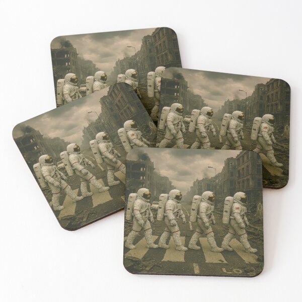 Item preview, Astronauts Crossing Abbey Road, London, England, The Beatles, beatles satire, spoof of the Beatles, record album covers, Apocalypse  designed and sold by Halifaxartguy.