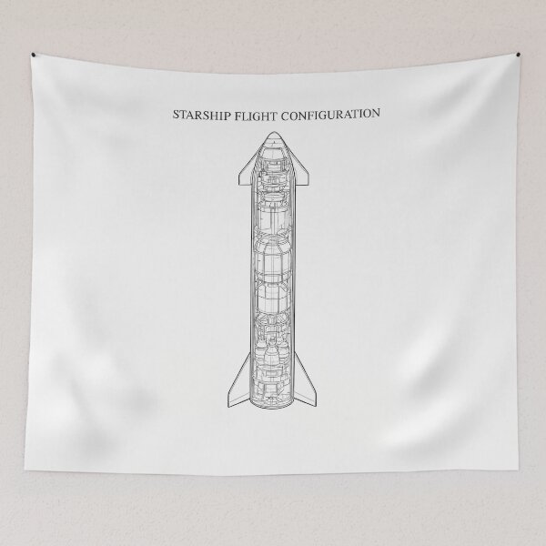 Item preview, Minimalistic Starship Rocket Blueprint designed and sold by Undergrain.