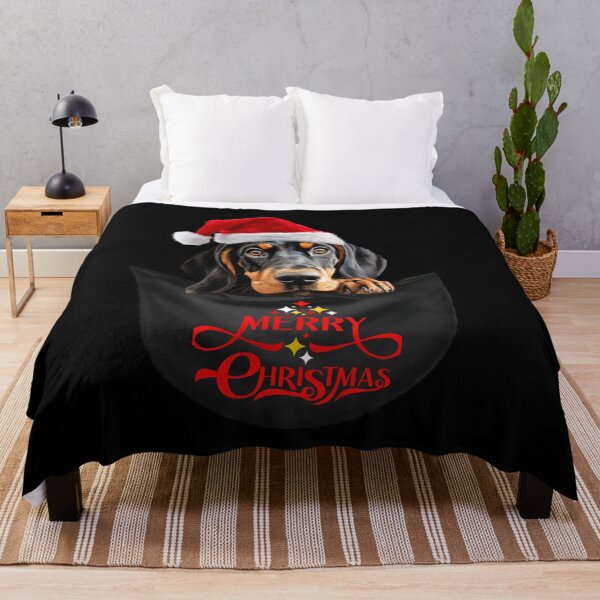 Item preview, Black and Tan Coonhound in Pocket – Cute Christmas Dog with Santa Hat | Festive Holiday Design designed and sold by LovelyHappyGift.