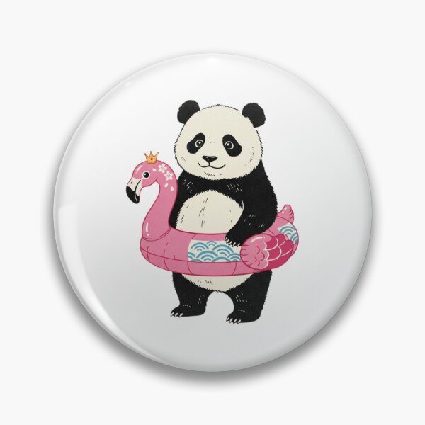 Item preview, Panda flamingo floatie cute kawaii summer swimming pink designed and sold by CheeseBlueprint.