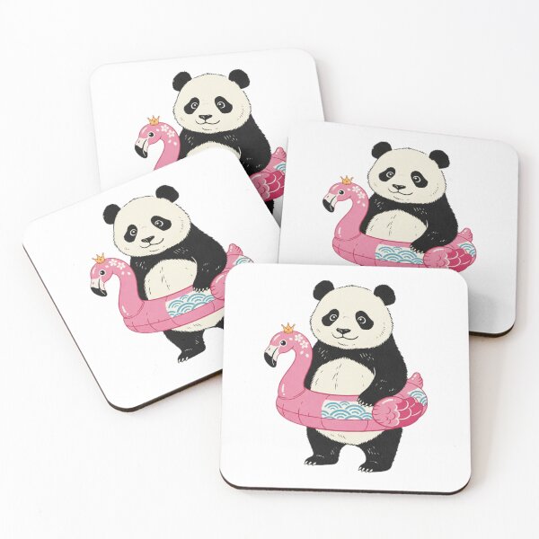 Item preview, Panda flamingo floatie cute kawaii summer swimming pink designed and sold by CheeseBlueprint.