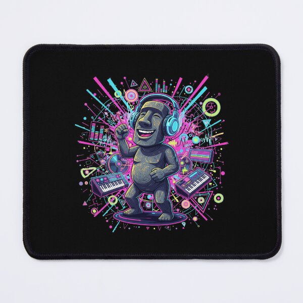Item preview, Moai Techno Dance | Easter Island Electronic Music Art | Neon Headphones Rave Illustration designed and sold by Printspiration, Explore Unique Art & Designs.