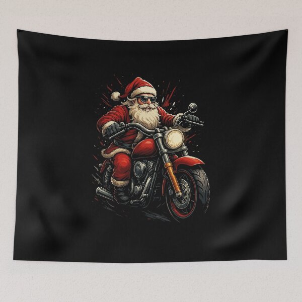 Item preview, Cool Biker Santa Claus on Motorcycle – Funny Christmas Design for Motorcycle Riders, Rebel Santa Holiday Gift Idea designed and sold by BrainBubbleArt.