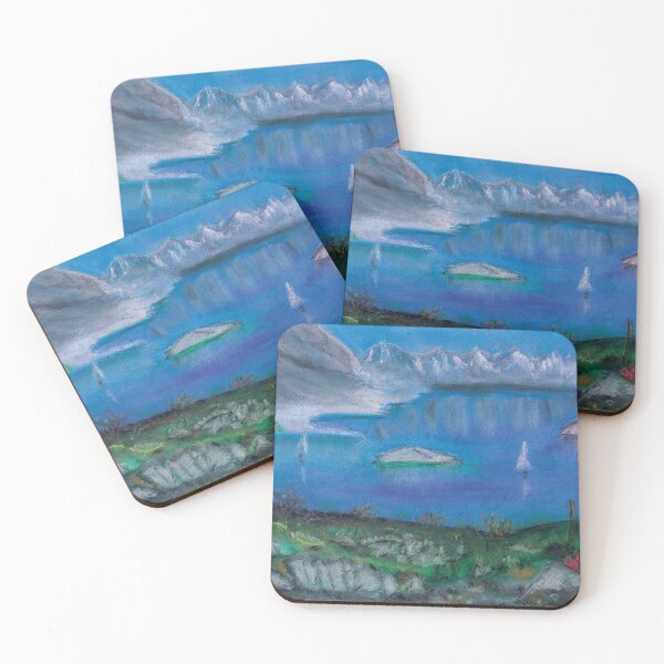 Item preview, Frozen Lake Landscape – Pastel Painting Winter Scenery designed and sold by pineappledizajn.