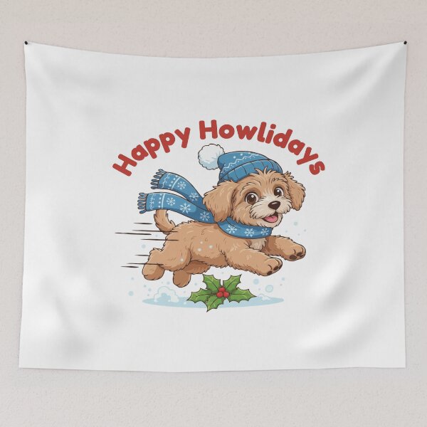 Item preview, Happy Howlidays Whoodle – Cute Christmas Dog in Winter Scarf designed and sold by The Real Life Symphony.