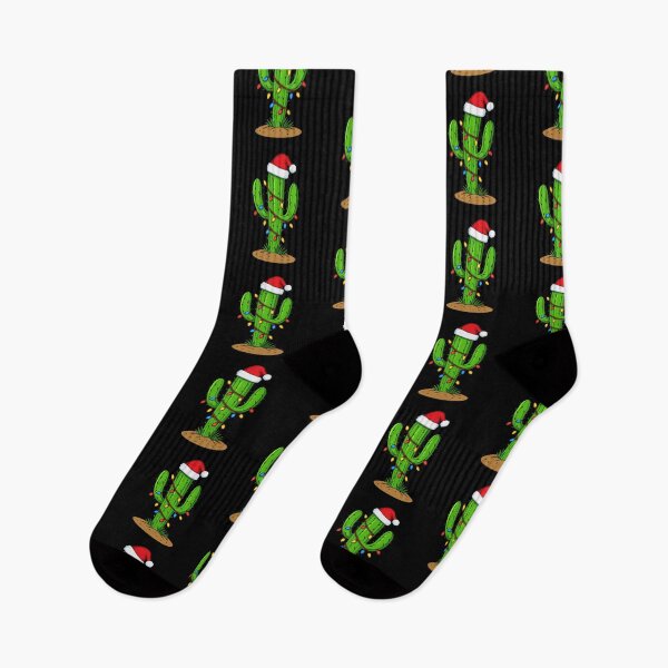 Item preview, Christmas Cactus with Santa Hat & Holiday Lights | Funny Southwestern Christmas Art | Festive Desert Succulent Illustration designed and sold by BrainBubbleArt.