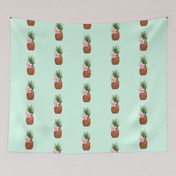 Item preview, Pineapple and Hibiscus – Tropical Fruit and Flower Illustration designed and sold by pineappledizajn.