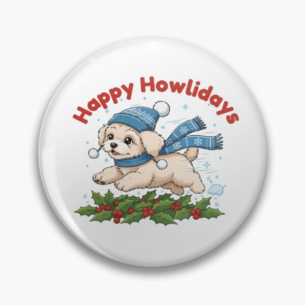 Item preview, Happy Howlidays Poochon – Cute Christmas Dog in Winter Scarf designed and sold by The Real Life Symphony.