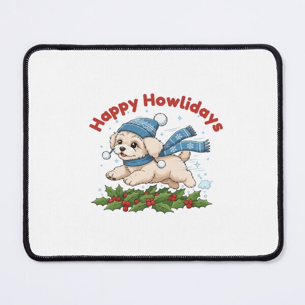 Item preview, Happy Howlidays Poochon – Cute Christmas Dog in Winter Scarf designed and sold by The Real Life Symphony.