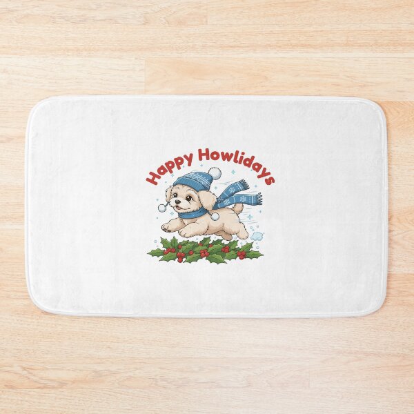 Item preview, Happy Howlidays Poochon – Cute Christmas Dog in Winter Scarf designed and sold by The Real Life Symphony.