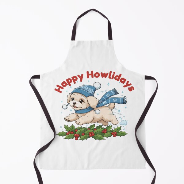 Item preview, Happy Howlidays Poochon – Cute Christmas Dog in Winter Scarf designed and sold by The Real Life Symphony.